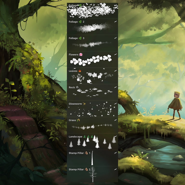 bybaobab自然元素笔刷预览-Procreate