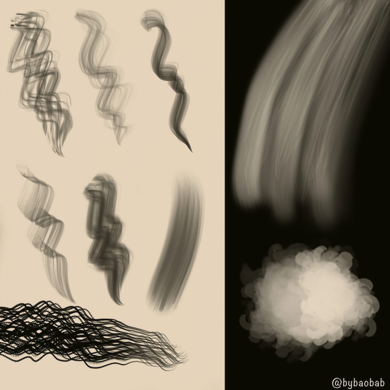 Procreate头发笔刷效果展示
