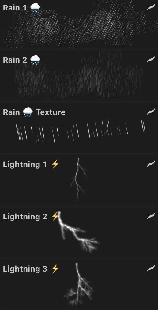 Procreate雷电和雨水笔刷