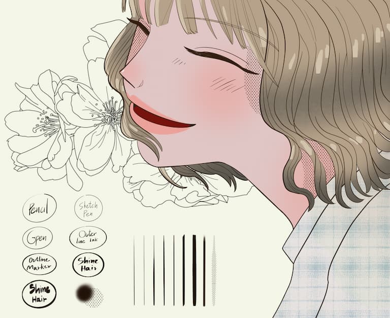 网络漫画人物角色笔刷示例二-procreate
