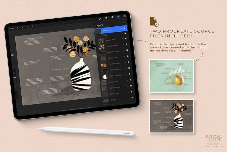即时艺术家的procreate笔刷-2个实例procreate源文件