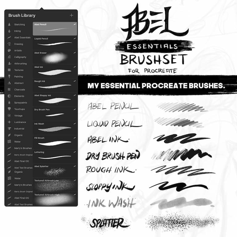 Abel基础procreate笔刷预览