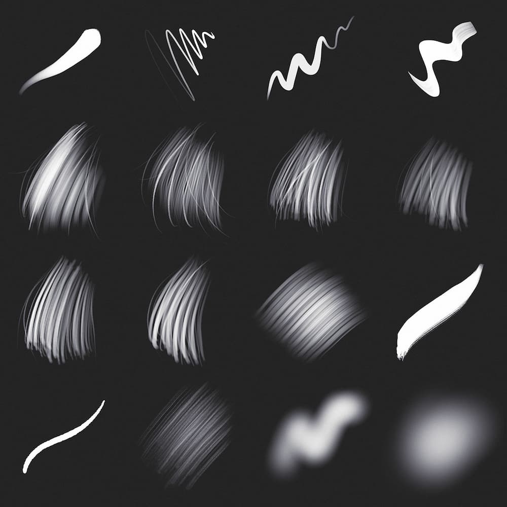 Procreate头发笔刷组-笔刷样式
