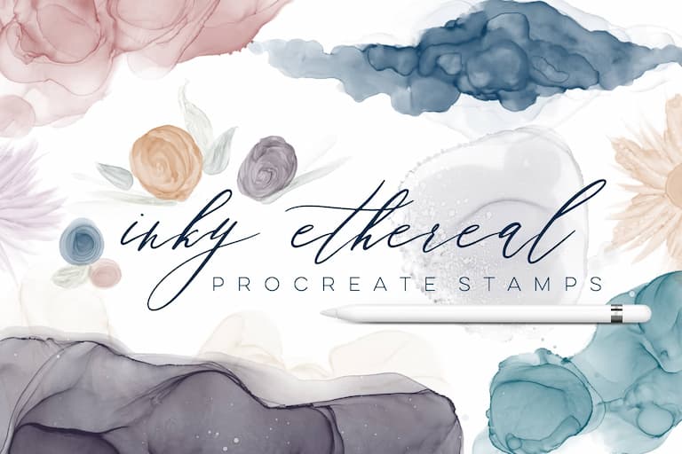 procreate墨水飘纱图章笔刷