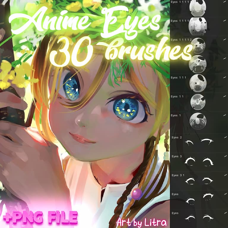 30只免费的眼睛笔刷预览-procreate
