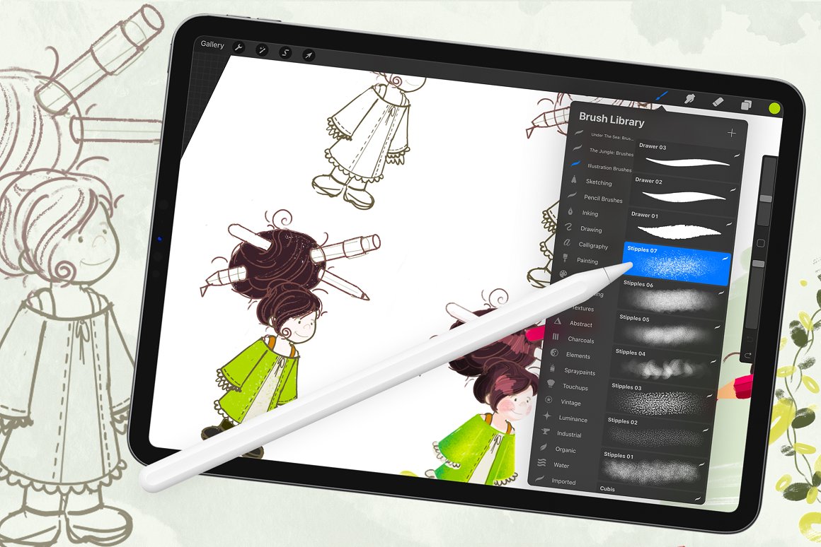 procreate儿童插画笔刷